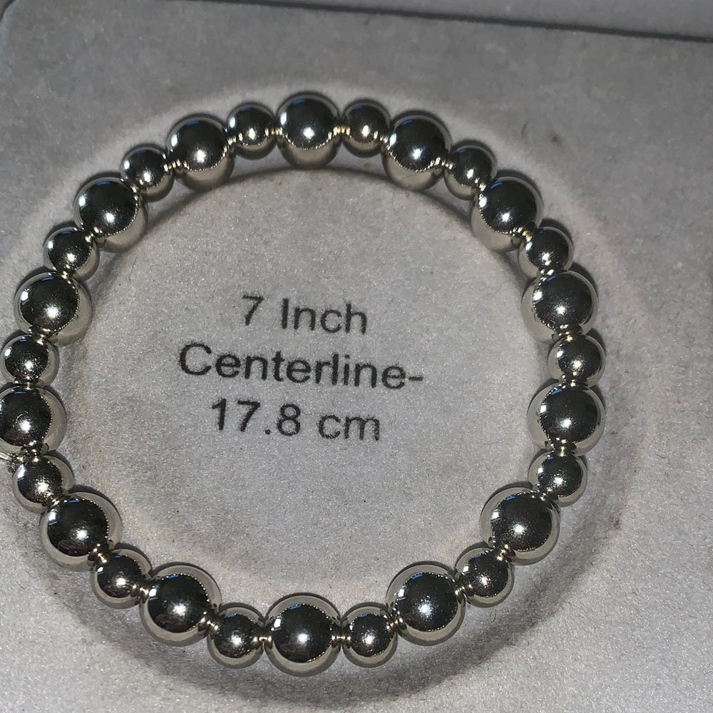 Silver Beaded stretch Bracelet